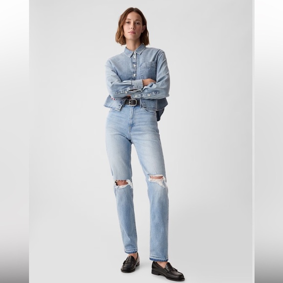 Gap women’s Light wash High waist Cheeky Straight leg Denim Jeans in 29 - Picture 1 of 13